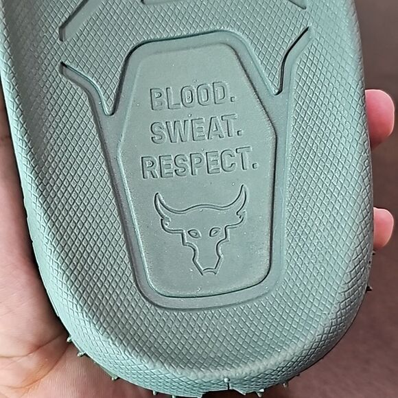 Under Armour UA Project Rock Slides 2.0 Military Green Grey Michelin Gripper 9.5 - Picture 16 of 16